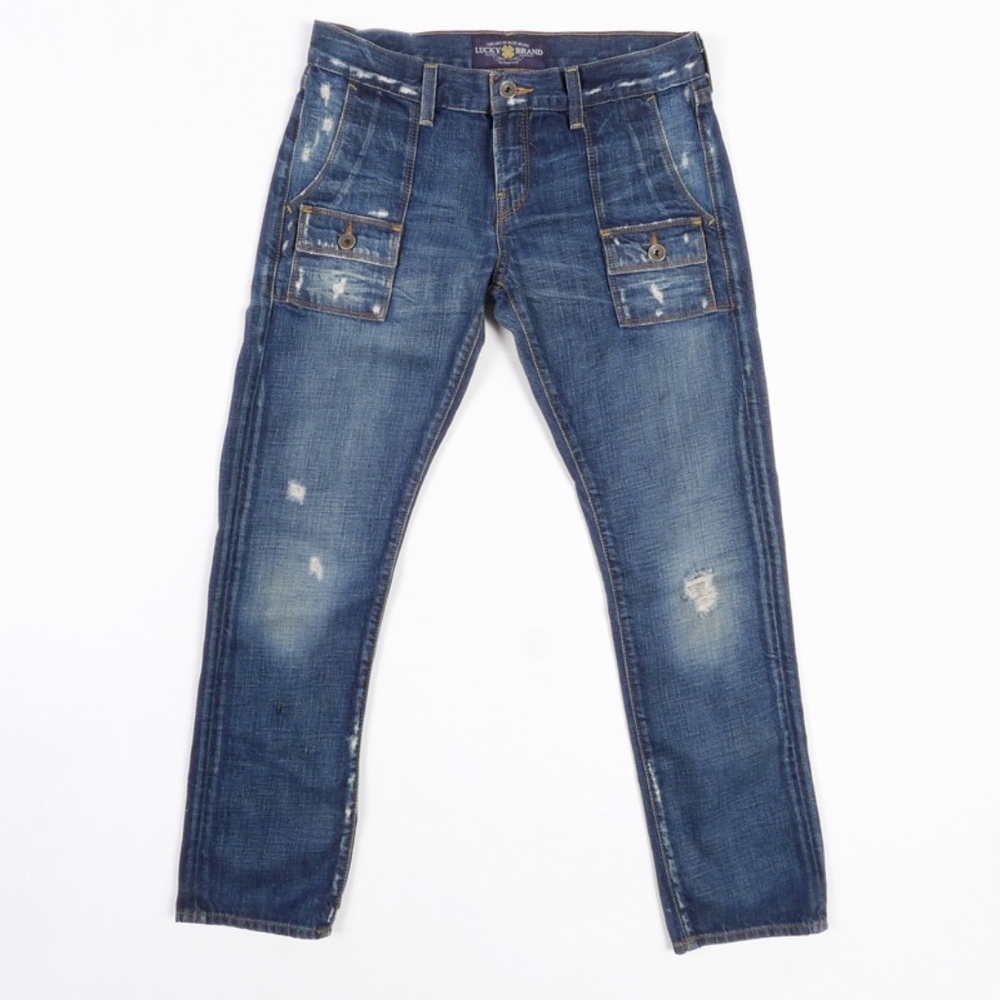 LUCKY BRAND Jeans Ankle Crop Porkchop Women Size 2 Waist 26 Distressed Pockets